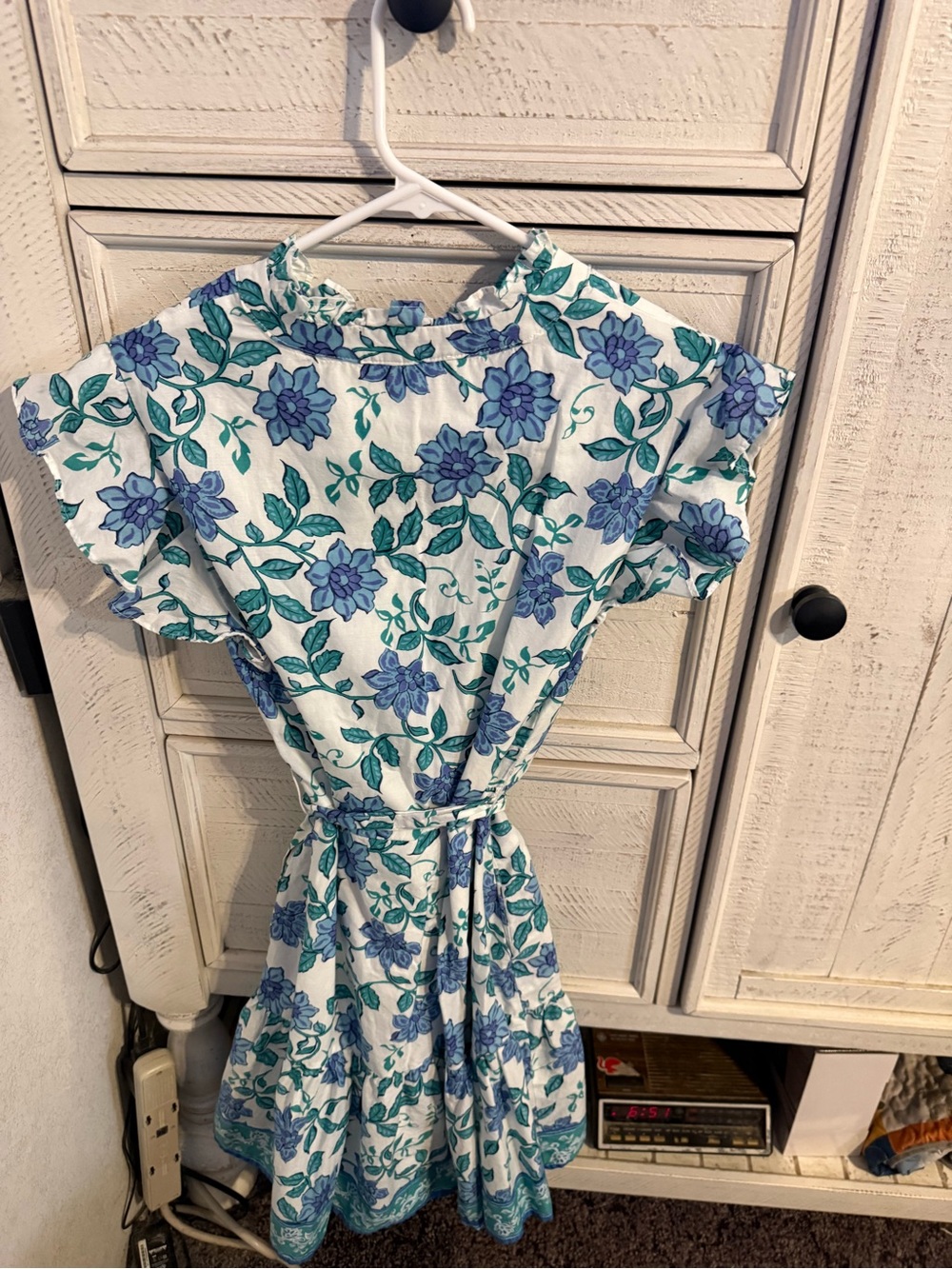 Calypso St. Barth White Dress with Blue and Green Floral Print